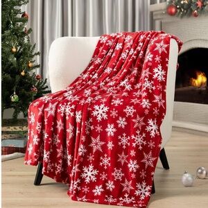 Christmas Throw Blanket | Red Snowflake 50”x60”